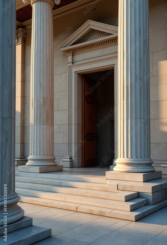 Obraz premium Neoclassical Courthouse Grand Columns Imposing Stone Steps Timeless Justice
