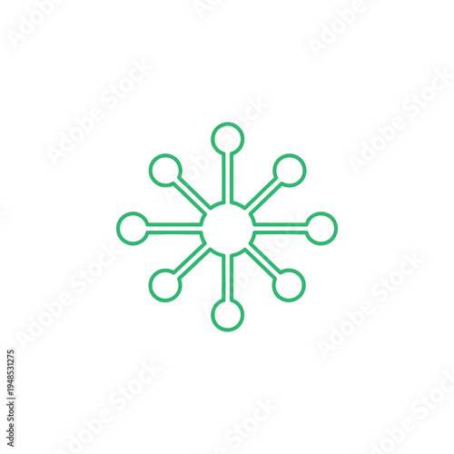 Green abstract network illustration on white background, symbolizing connection and technology, vector graphic.