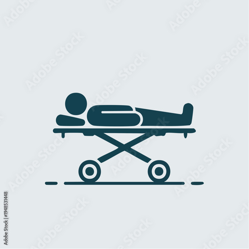 Hospital stretcher with patient lying down.