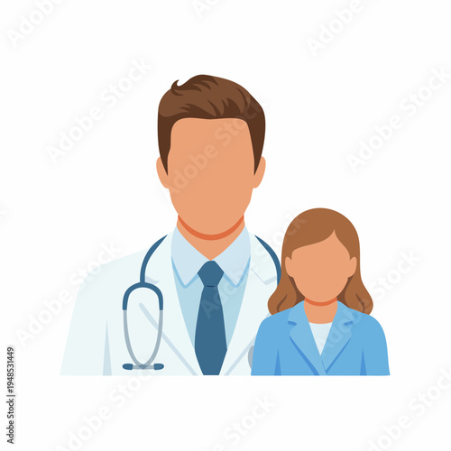 Doctor and child in medical setting.