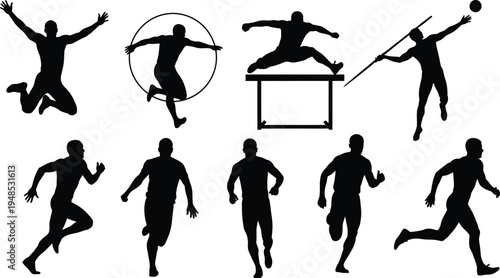 Silhouette of people engaging in various sports and activities