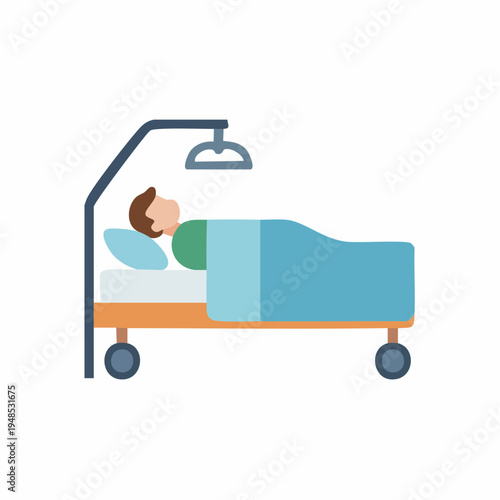 patient lying on hospital bed.