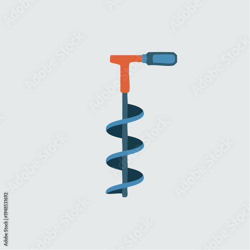 Graphic illustration of an ice auger drill.