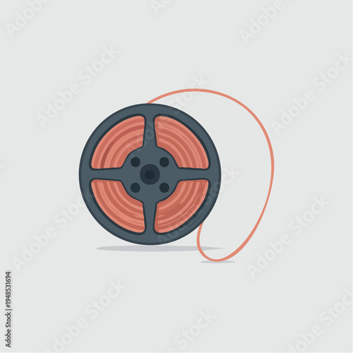 An illustration of a spool of orange cable.