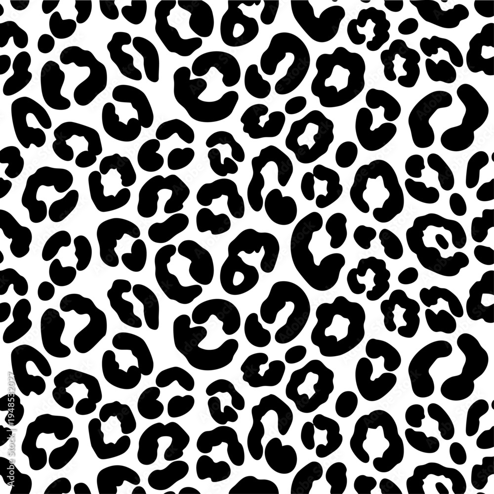 Fototapeta premium Black leopard spots on white background.