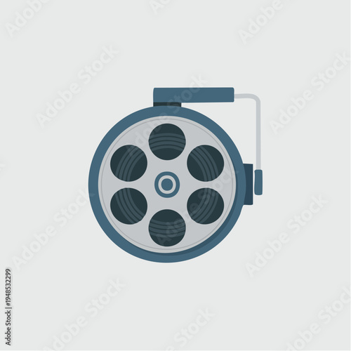 Film reel icon graphic design element.