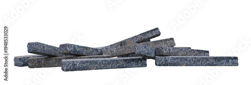 Large Scattered Pile Of Weathered Granite Curbstones And Bumper Blocks For Industrial Construction Site Environments 3D Rendering
