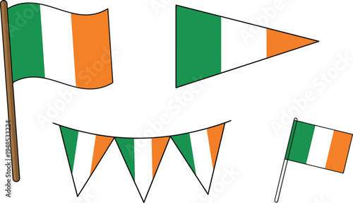 Ireland flags wave high in festive celebration with bunting garlands
