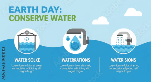 Earth Day conservation campaign illustration promoting water saving