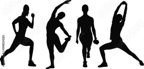 Four silhouette yoga poses for flexibility and balance