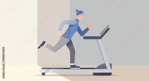 Person running on treadmill in gym with exercise equipment indoor