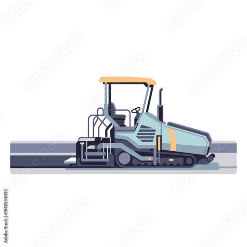 Asphalt Paver Machine Laying New Road Surface