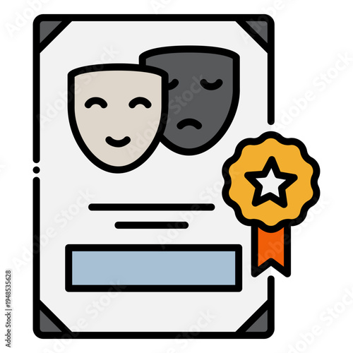 Drama Award Certificate with Comedy and Tragedy Masks