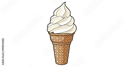 Sweet Vanilla Soft Serve Ice Cream Cone