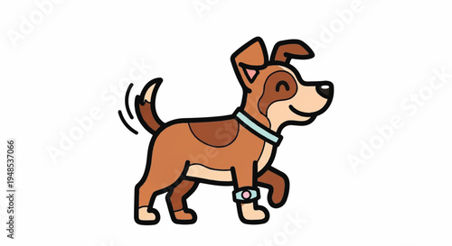 A brown dog is running quickly in a field with green collar.