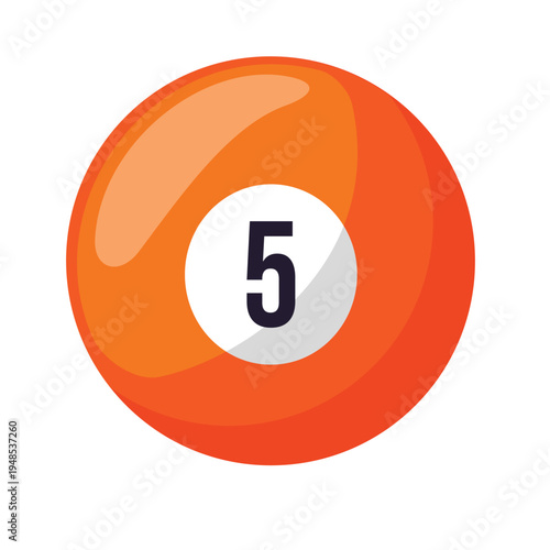 Billiard ball number 5 orange vector icon. billiard ball number five pool game illustration, ideal for sports recreation billiards concept