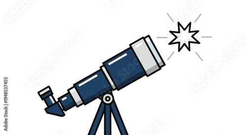 A telescope on a tripod looks up at a starburst in the sky.