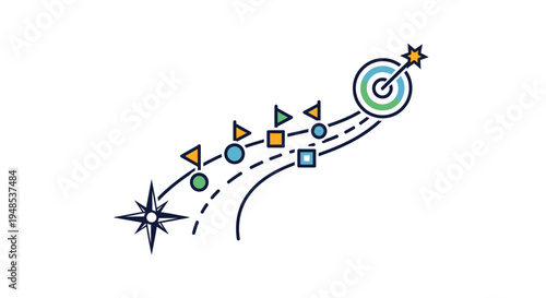 Roadmap to success with milestones and a final target.