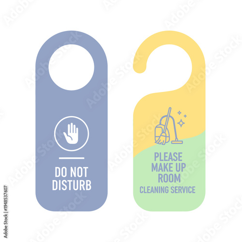 Do Not Disturb and Make Up Room door hangers with icons