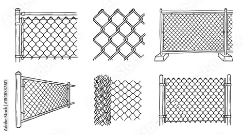 chain link, Hand-drawn outline doodle sketches vector set collection , white background , PNG and SVG isolate