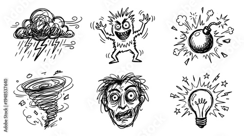 chaos scribble, Hand-drawn outline doodle sketches vector set collection , white background , PNG and SVG isolate