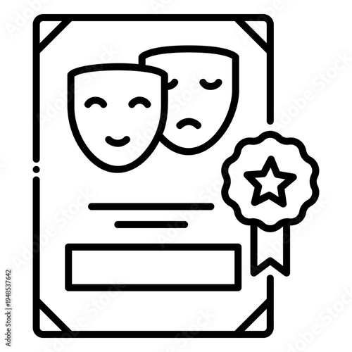 Drama Award Certificate with Comedy and Tragedy Masks