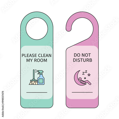 Door Hangers: Clean Room & Do Not Disturb Signs with Icons