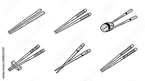 chopsticks, Hand-drawn outline doodle sketches vector set collection , white background , PNG and SVG isolate