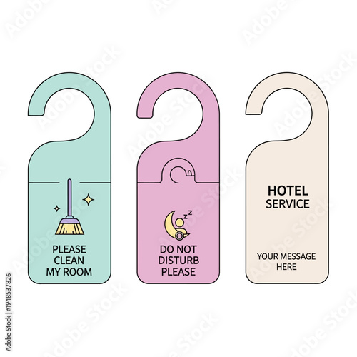 Hotel Door Hangers: Clean Room, Do Not Disturb, Service