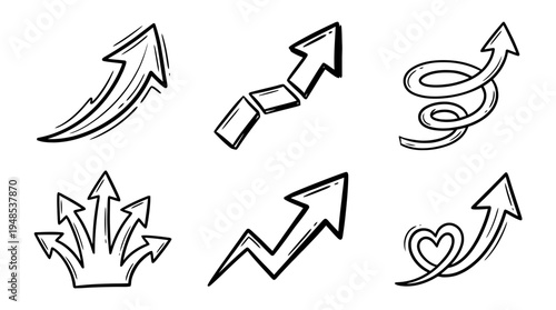 determination arrow, Hand-drawn outline doodle sketches vector set collection , white background , PNG and SVG isolate