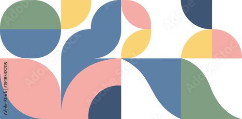 Abstract Geometric Pattern with Soft Pastel Colors and Curved Shapes background