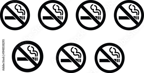 Multiple No Smoking Signs in Black and White smoking ban cigarette