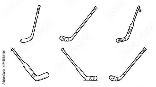 hockey stick, Hand-drawn outline doodle sketches vector set collection , white background , PNG and SVG isolate