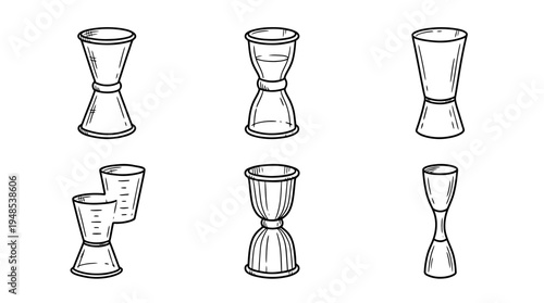 jigger, Hand-drawn outline doodle sketches vector set collection , white background , PNG and SVG isolate