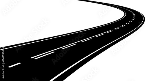 Horizontal asphalt road template. Winding road vector illustration. Seamless highway marking Isolated on background.
