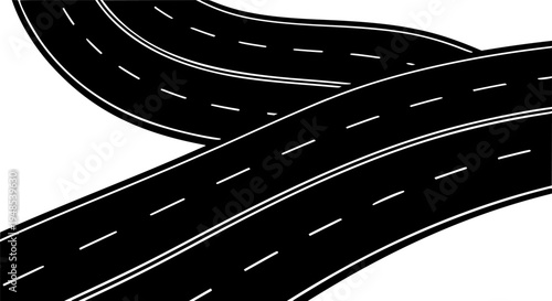 Horizontal asphalt road template. Winding road vector illustration. Seamless highway marking Isolated on background.

