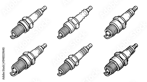 spark plug, Hand-drawn outline doodle sketches vector set collection , white background , PNG and SVG isolate