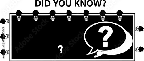 Did you know banner design. Box frame with bulb. Template with message speech bubble and question mark. Vector illustration.
