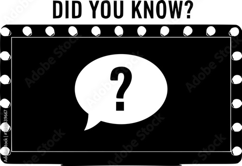 Did you know banner design. Box frame with bulb. Template with message speech bubble and question mark. Vector illustration.
