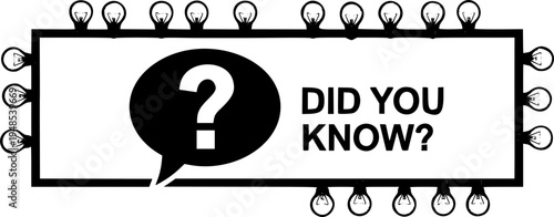 Did you know banner design. Box frame with bulb. Template with message speech bubble and question mark. Vector illustration.
