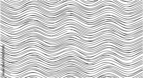 Thin line wavy abstract vector background. Curve wave seamless pattern. Line art striped graphic template. Vector illustration.
