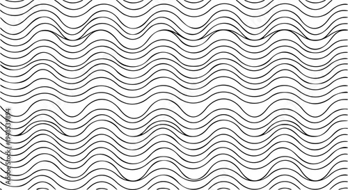 Thin line wavy abstract vector background. Curve wave seamless pattern. Line art striped graphic template. Vector illustration.
