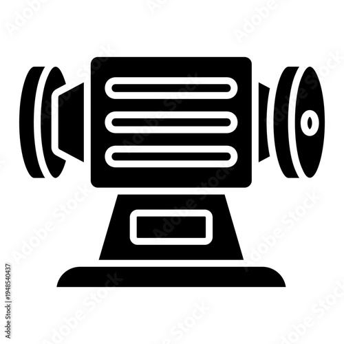 Bench Grinder Icon: Black and White Machine Tool Illustration