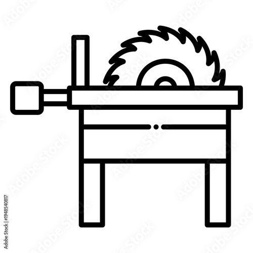 Table Saw Outline Icon for Woodworking and Carpentry