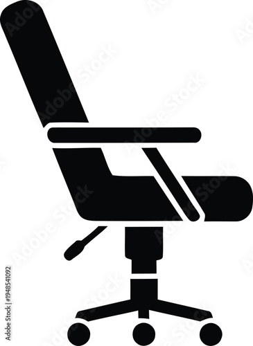 Silhouette of an office chair with wheels on white office chair, furniture, office, desk