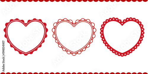 Border lace set for heart cute frame and trendy kawaii valentine. Template pink doodle for birthday photo romantic and bow design funky. Border menu memo for heart hand notebook and cute