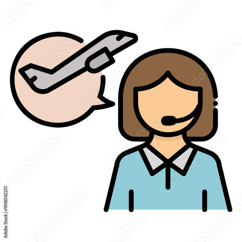 Travel Agency Customer Service with Airplane Icon