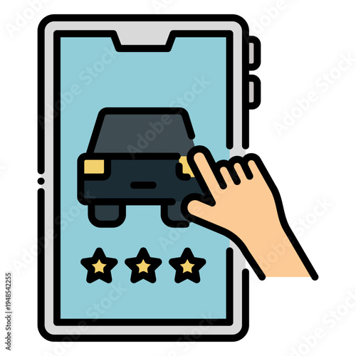 Car Rental App on Smartphone with Hand Pointing