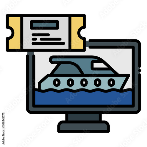 Online Boat Ticket Booking on Computer Screen
