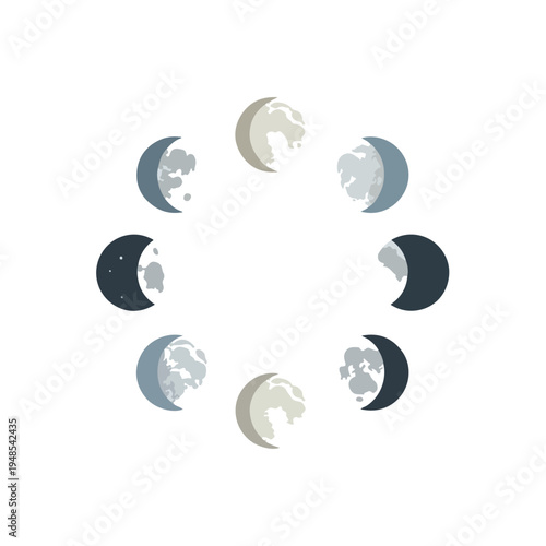 Moon Phases Circle Illustration Vector Graphic Design